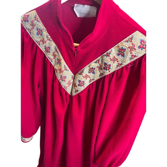 Vintage Vanity Fair Sleepwear Red Full Length Zippered Dressing Gown SZ Large - Picture 4 of 7